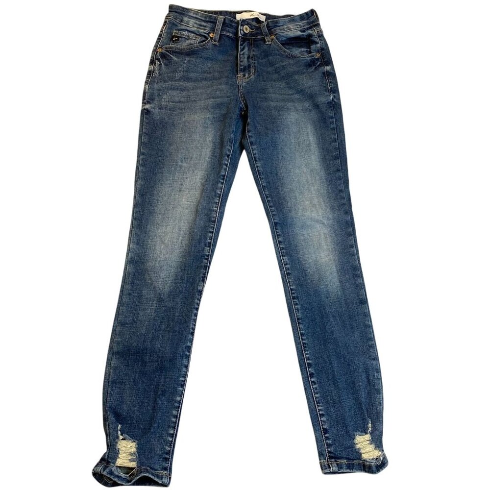 KanCan Womens Jeans Size 27 Distressed Skinny Blue Denim Cotton/Spandex